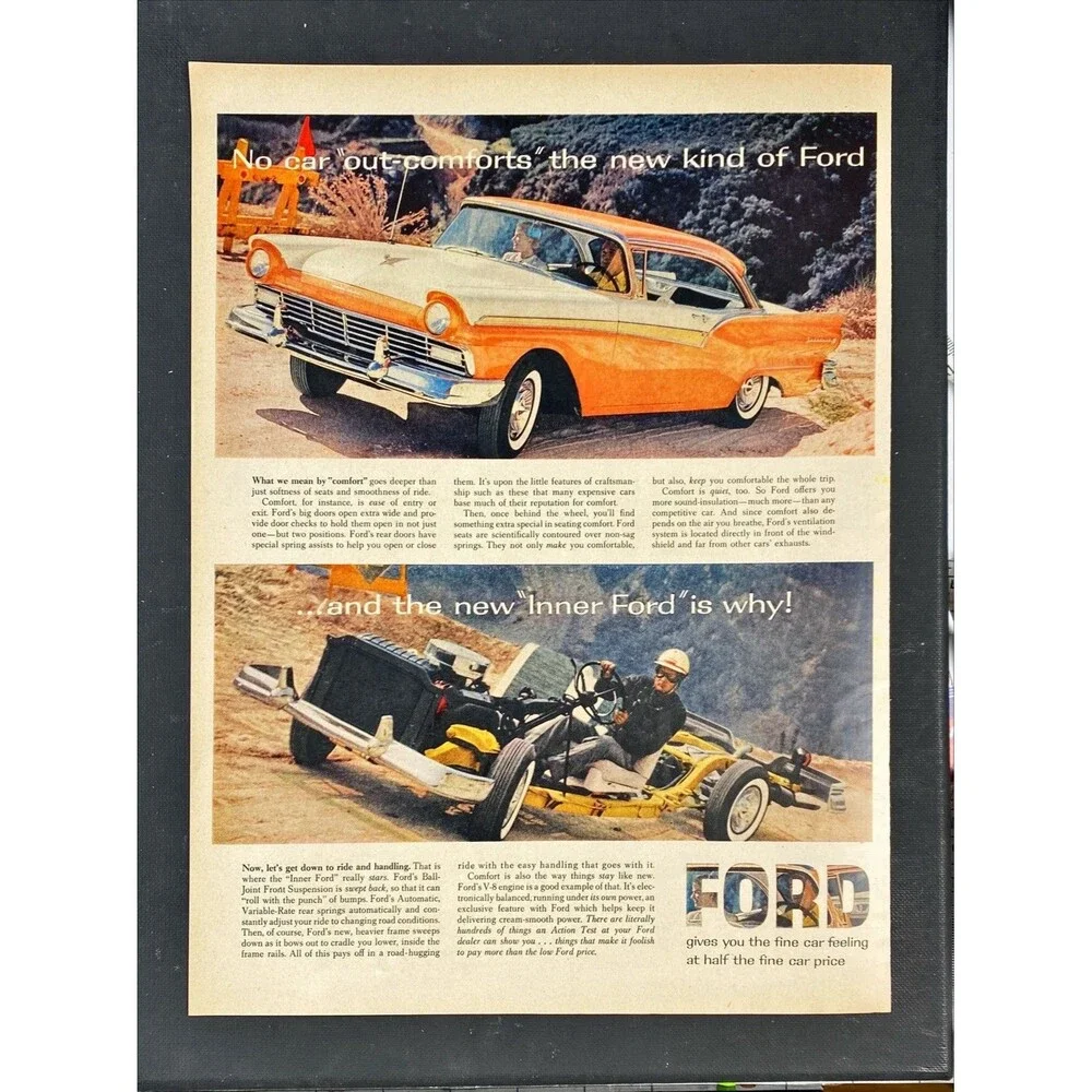 Ford "Gives You the Fine Car Feeling at Half the Price" Vintage Print Ad 1957 - Picture 3 of 3